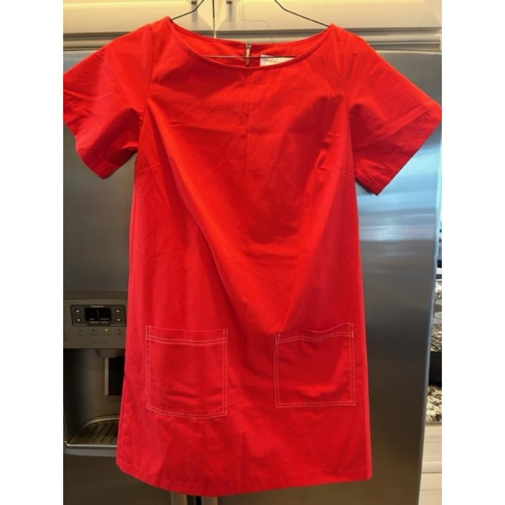 NWT $228 Meg Red Stitched Shift Dress - M